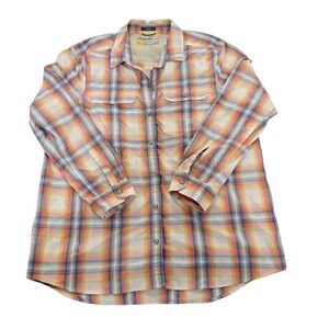 Eddie Bauer‎ Travex Womens Plaid Button Down Roll Up Sleeve Shirt